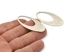 Silver Ellipse Charm, 2 Antique Silver Plated Brass Ellipse Shape Charms Without Hole, Findings (49x24x0.70mm) D0813