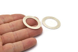 Middle Hole Connector, 10 Antique Silver Plated Brass Oval And Middle Hole Connector (23x32mm) Brs 600 A0539