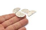 Semi Circle Charm, 6 Antique Silver Plated Brass Half Moon Blanks With 2 Holes, Earrings, Pendants (24x13x0.80mm) D918