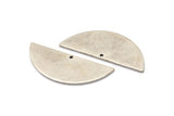 Silver Half Moon, 4 Antique Silver Plated Brass Semi Circle Blanks With 1 Hole, Charms, Earrings, Pendants (39x15x1mm) D0836