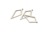 Silver Diamond Charm, 10 Antique Silver Plated Brass Rhombus Charms With 1 Loop, Earrings, Findings (28x13x0,80mm) D855