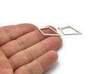 Silver Diamond Charm, 10 Antique Silver Plated Brass Rhombus Charms With 1 Loop, Earrings, Findings (28x13x0,80mm) D855