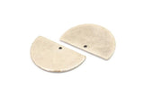 Semi Circle Charm, 6 Antique Silver Plated Brass Half Moon Blanks With 1 Hole, Earrings, Pendants (21x13x0.80mm) D0786