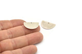Semi Circle Charm, 6 Antique Silver Plated Brass Half Moon Blanks With 1 Hole, Earrings, Pendants (21x13x0.80mm) D0786