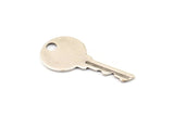 Silver Key Charm, 6 Antique Silver Plated Brass Key Charms With 1 Hole, Earrings, Pendants, Findings (33x15x0.80mm)  D864