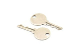 Silver Key Charm, 6 Antique Silver Plated Brass Key Charms With 1 Hole, Earrings, Pendants, Findings (33x15x0.80mm)  D864