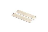 Silver Rectangle Bar, 4 Antique Silver Plated Brass Rectangle Stamping Blanks With 2 Holes , Necklace Pendants (50x10x0.80mm) D0294