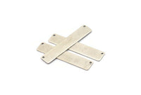 Silver Rectangle Bar, 4 Antique Silver Plated Brass Rectangle Stamping Blanks With 2 Holes , Necklace Pendants (50x10x0.80mm) D0294