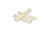 Silver Rectangle Bar, 4 Antique Silver Plated Brass Rectangle Stamping Blanks With 2 Holes , Necklace Pendants (50x10x0.80mm) D0294