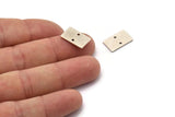 Silver Rectangle Charm, 8 Antique Silver Plated Brass Rectangle Shaped With 2 Hole Charms, Connectors (15x10x0.80mm) A3033
