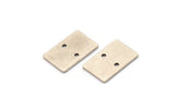 Silver Rectangle Charm, 8 Antique Silver Plated Brass Rectangle Shaped With 2 Hole Charms, Connectors (15x10x0.80mm) A3033