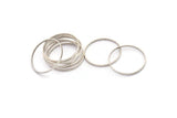 Silver Circle Connectors - 25 Antique Silver Plated Brass Circle Connectors (30x0.8x2mm) D0314