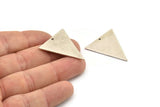 Silver Triangle Pendant, 2 Antique Silver Plated Brass Triangle Charms With 1 Hole, Earrings, Findings (32x27x1mm) D0675