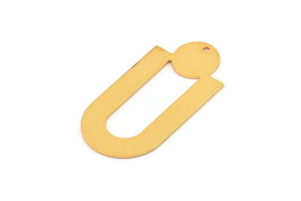 Gold Charm, Gold Plated Brass, Gold Pendants, Charm Pendants, Gold U Shaped Charms With 1 Hole (43x22x0.80mm) A5651 H0200