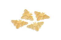 Gold Bee Charm, 10 Gold Plated Brass Bee Charms, Findings (18x13x0.30mm) F102