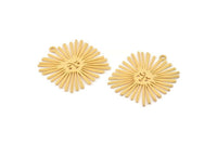 Gold Sun Charm, 2 Gold Plated Brass Sun Charms With 1 Loop, Findings (26x24x0.60mm) A3877