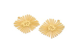 Gold Sun Charm, 2 Gold Plated Brass Sun Charms With 1 Loop, Findings (26x24x0.60mm) A3877