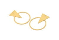 Gold Round Charm, 2 Gold Plated Brass Triangle Charms With 1 Hole, Findings (34x27x0.80mm) A5657 H0840