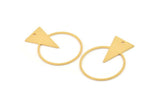 Gold Round Charm, 2 Gold Plated Brass Triangle Charms With 1 Hole, Findings (34x27x0.80mm) A5657 H0840