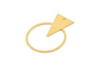 Gold Round Charm, 2 Gold Plated Brass Triangle Charms With 1 Hole, Findings (34x27x0.80mm) A5657 H0840