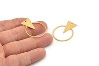 Gold Round Charm, 2 Gold Plated Brass Triangle Charms With 1 Hole, Findings (34x27x0.80mm) A5657 H0840