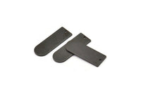 D Shape Blank, 6 Oxidized Black Plated Brass D Shape Blanks With 1 Hole, Charms, Pendants (26x10x1mm) D0590