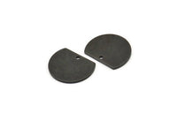 Semi Circle Charm, 6 Oxidized Black Plated Brass Half Moon Charms With 1 Hole, Earrings, Pendants, Findings (18x14x0.90mm) D0707 H0674