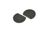 Semi Circle Charm, 6 Oxidized Black Plated Brass Half Moon Charms With 1 Hole, Earrings, Pendants, Findings (18x14x0.90mm) D0707 H0674