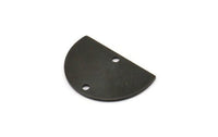 Semi Circle Charm, 8 Oxidized Black Plated Brass Half Moon Connectors With 2 Holes (22x14x0.80mm) M478