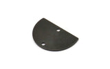 Semi Circle Charm, 8 Oxidized Black Plated Brass Half Moon Connectors With 2 Holes (22x14x0.80mm) M478