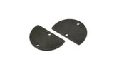 Semi Circle Charm, 8 Oxidized Black Plated Brass Half Moon Connectors With 2 Holes (22x14x0.80mm) M478