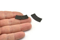 Black Rectangle Circle, 6 Oxidized Black Plated Brass Rectangle Connectors With 2 Holes, Stamping Blanks (28x10x0.80mm) M082