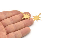 Gold Pole Star Charm, 6 Gold Brass, Gold Brass Charms, Gold Plated Brass Pole Star Charms With 1 Loop (26x24x0.60mm) A4017
