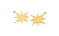 Gold Pole Star Charm, 6 Gold Brass, Gold Brass Charms, Gold Plated Brass Pole Star Charms With 1 Loop (26x24x0.60mm) A4017