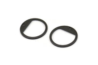 Black Round Charm, 12 Oxidized Black Plated Brass Round Charms With 1 Hole, Pendants, Earrings, Findings (21x0.80mm) M03411