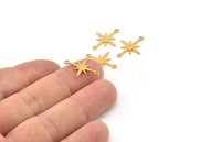 Gold Pole Star Charm, 24 Gold Brass, Gold Charms, Gold Plated Brass Pole Star Charms With 2 Loops, Connector Findings (19x15x0.60mm) A4107