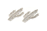 Silver Cactus Charm, 8 Antique Silver Plated Cactus Charms With 1 Loop (39x23x0.60mm) A3251