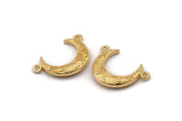 Gold Moon Charm, Gold Plated Brass Textured Horn Charms, Pendant, Jewelry Finding (19x6x4.40mm) N0201