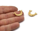 Gold Moon Charm, Gold Plated Brass Textured Horn Charms, Pendant, Jewelry Finding (19x6x4.40mm) N0201