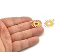 Gold Sun Charm, 8 Gold Plated Brass Sun Charms With 1 Loop (22x24mm) A0782