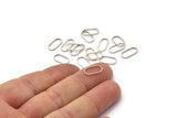 Silver Oval Charm, 24 Antique Silver Plated Brass Oval Connectors (12x6mm) Bs 1171 N0582