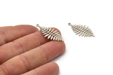 Silver Leaf Charm, 8 Antique Silver Plated Brass Acacia Leaf Charms With 1 Loop, Findings (32x15x0.60mm) A4778