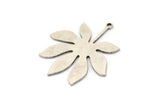 Silver Leaf Charm, 2 Antique Silver Plated Brass Leaf Charms With 1 Loop, Charm Pendants (37x34x1mm) A3071