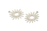 Silver Sun Charm, 24 Antique Silver Plated Brass Sun Charms With 1 Loop (22x24mm) A0782
