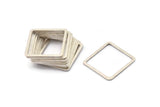 Silver Square Charm, 4 Antique Silver Plated Brass Square Connectors,Square Findings (30x2x1mm) BS 2307