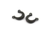 Black Moon Charm, 4 Oxidized Black Brass Textured Horn Charms With 2 Loops, Pendant, Jewelry Finding (12x3.50x3mm) N0301