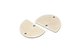 Semi Circle Charm, 8 Antique Silver Plated Brass Half Moon Connectors With 2 Holes (22x14x0.80mm) M478