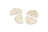 Semi Circle Charm, 8 Antique Silver Plated Brass Half Moon Connectors With 2 Holes (22x14x0.80mm) M478
