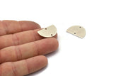 Semi Circle Charm, 8 Antique Silver Plated Brass Half Moon Connectors With 2 Holes (22x14x0.80mm) M478
