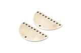 Half Moon Charm, 4 Antique Silver Plated Brass Semi Circle Blanks With 10 Holes (30x15x0.80mm) A1573